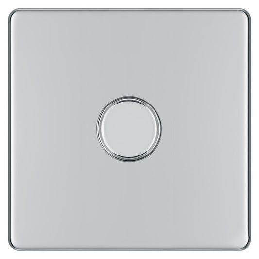 BG FPC81P 400W 1 Gang 2 Way Dimmer - Screwless Flatplate - Polished Chrome