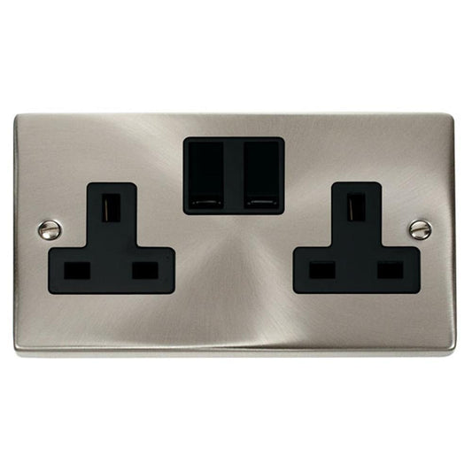 SCOLMORE Deco VPSC036BK 13A 2 Gang DP Switched Socket - Black