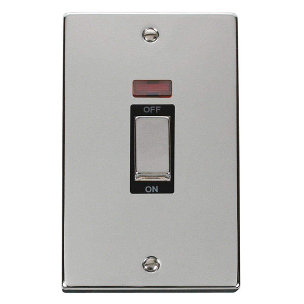 SCOLMORE Deco VPCH503BK 45A Ingot 2 Gang DP Switch With Neon - Black