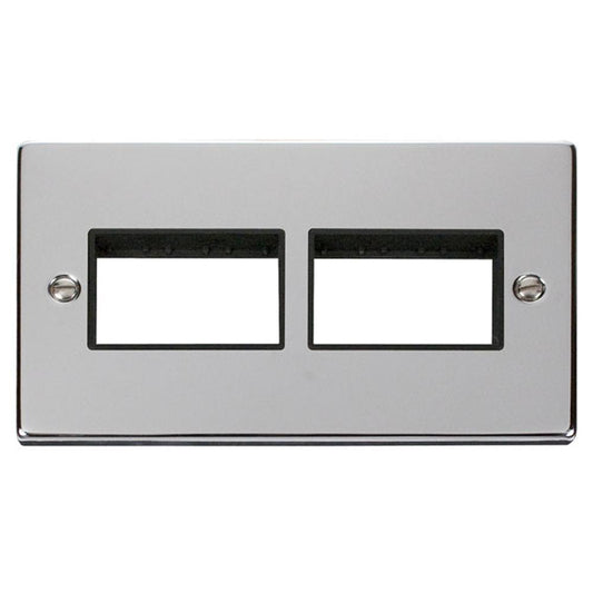 SCOLMORE Deco VPCH406BK 2 Gang MiniGrid™ Unfurnished Plate - 2 x 3 Apertures - Black