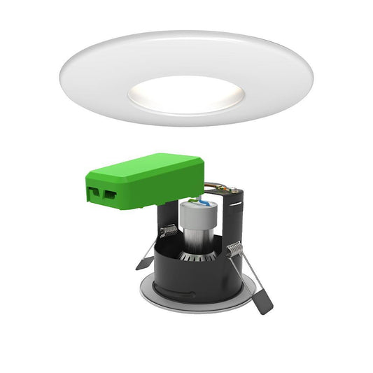 4Lite Wiz Matt White IP65 Downlight with Wiz Connected Smart GU10 Lightbulb