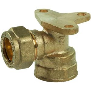 Wallplate Elbow Compression DZR 15 mm x 1/2in