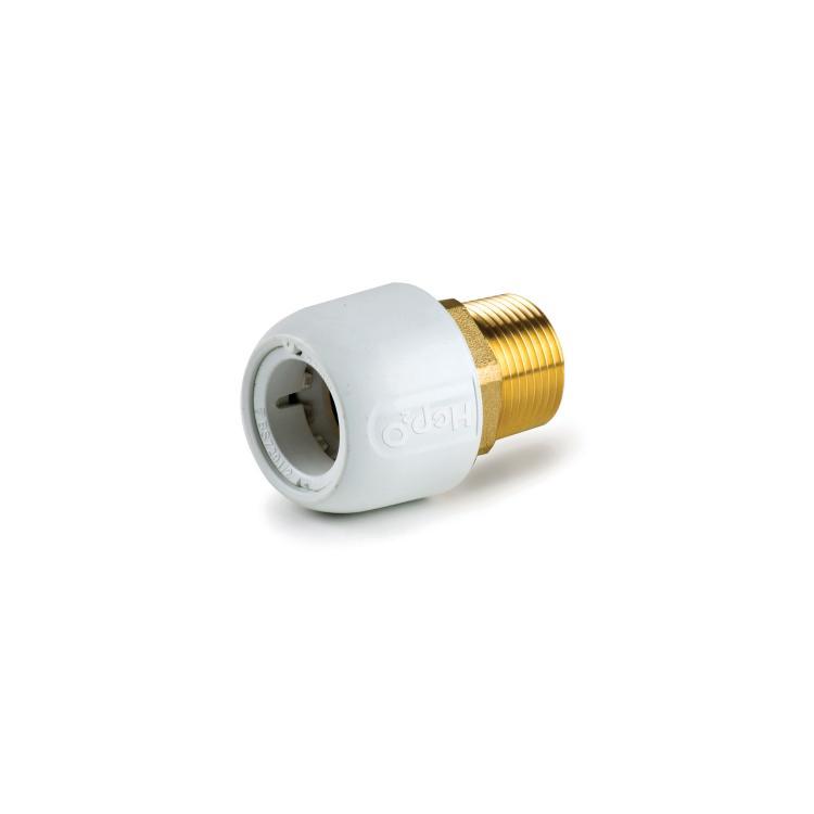 Hep2O Brass Adaptor Male White 3/4" x 22mm - HX29/22W