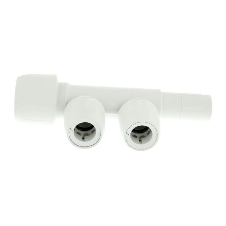 Hep2O Two Port Manifold Push Fit Closed Spigot White 22 x 15mm - HX88/22W