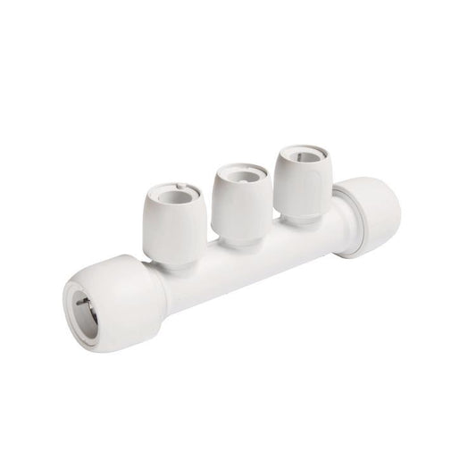 Hep2O Three Port Manifold Push-Fit All Socket White 22 x 15mm - HX89B/22W