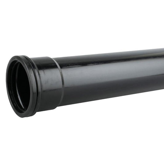 Wavin OsmaSoil PVC-U System Single Socket Pipe 110mm x 3m Black 4S043