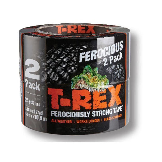 T-REX Ferociously Strong Cloth Tape 48mm x 10.9m Twin Pack Grey