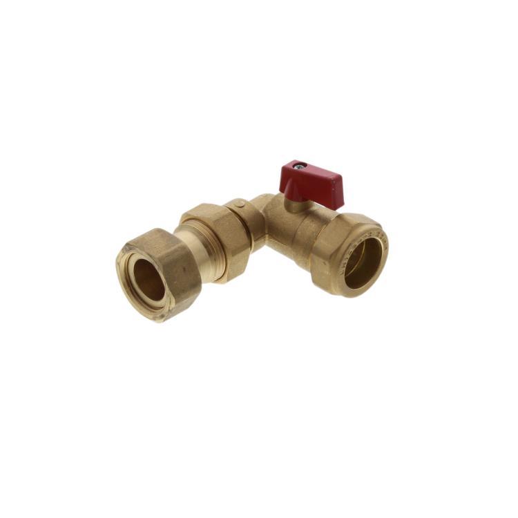 Ravenheat 0008VAL01030/0 22mm Bent Ballofix CH Valve - BRASS