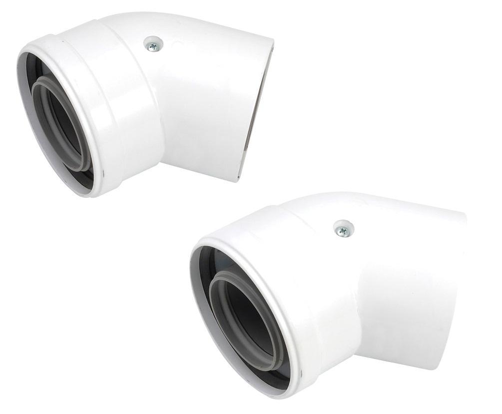 Worcester 45 Degree Boiler Flue Bend 60mm/100mm 2 Pack