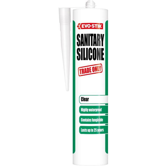 Evo-Stik Trade Only Sanitary Clear Silicone Sealant 290ml