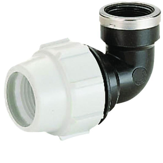 Plasson Compression Fit Female Threaded Offtake Elbow 25mm x 1/2" - 7150D10