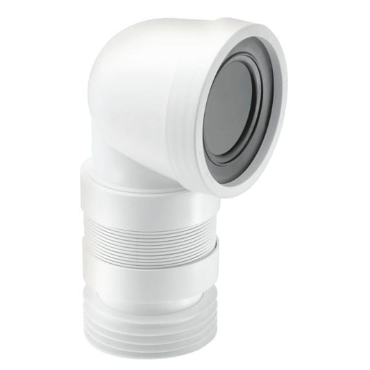 McAlpine 90 Degree Flexible WC Connector White (Short) WC-CON8F18