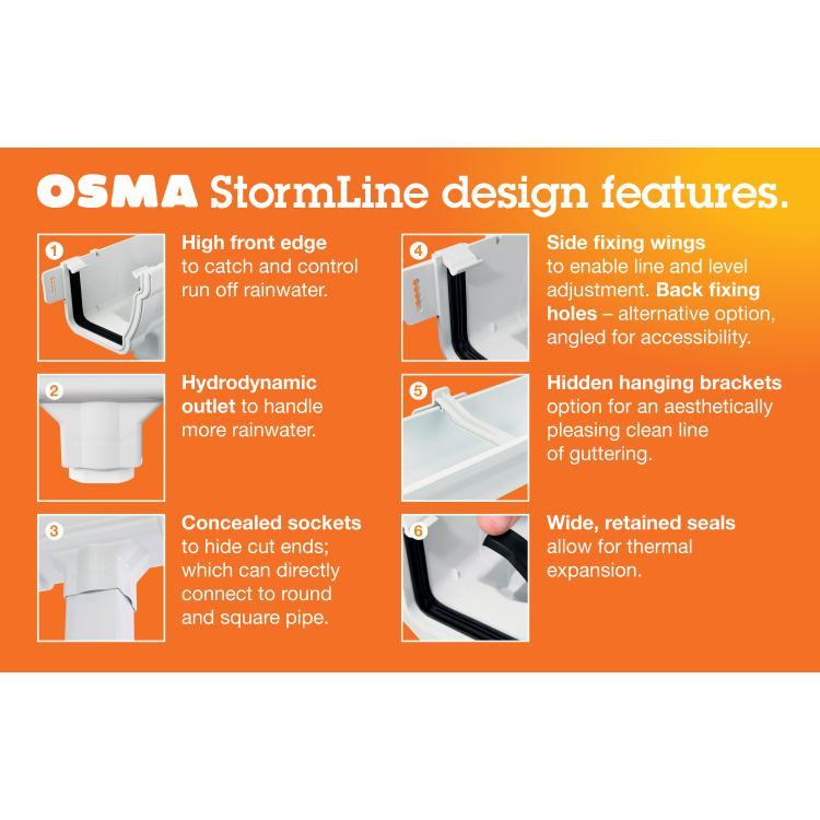 Osma 8T809B Stormline Guttering And Rainwater Black Gutter Union