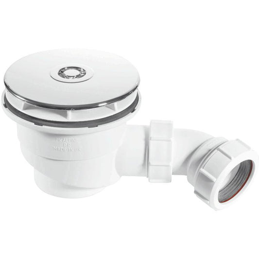 McAlpine Shower Trap White 90mm Chrome Plated