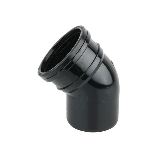 Wavin OsmaSoil System 45 Degree Ring Seal Bend Black 110mm 4S163B