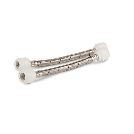 Hep2O Push-Fit Flexible Tap Connector White 15mm x 15mm 500mm 2 Pack - HD225H/15W