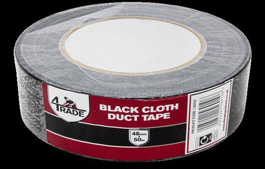 4Trade Black Duct Cloth Tape 48mm x 50m