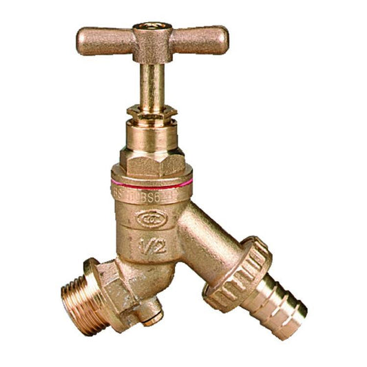 Plasson Outside Threaded Bib Tap Hose Union with Check Valve 1/2" - 9056C00
