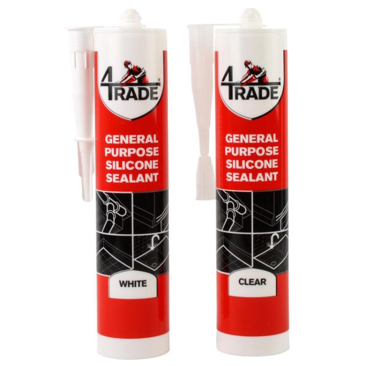 4TRADE General Purpose White Silicone Sealant 310ml