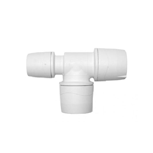 Polypipe PolyMax End Reduced Tee White 22mm x 15mm x 22mm - MAX1422