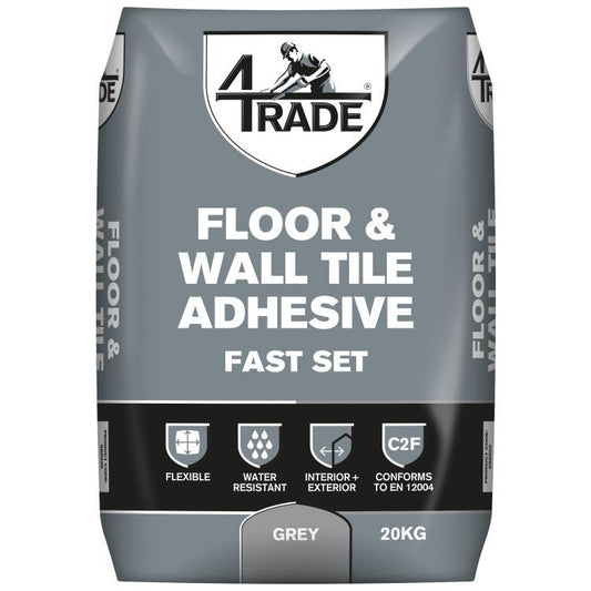 4TRADE Fast Set Grey Floor & Wall Tile Adhesive 20kg