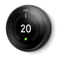 Google Nest Smart Thermostat - Black - 3rd Generation - (without Adapter + USB)