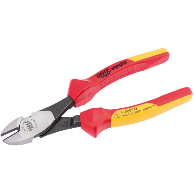 Draper 50253 Expert 200mm Ergo Plus Fully Insulated High Leverage VDE Diagonal Side Cutters