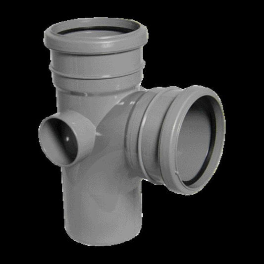 Floplast 110mm Grey Soil Pipe 92.5 Branch Double Socket/Spigot SP190g