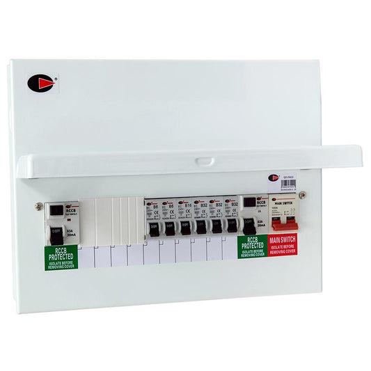 Lewden QFS-PM10 10 Way Flexible Dual RCD High Integrity Consumer Unit With 6 MCB's