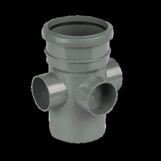 Floplast 110mm Grey Soil Pipe 3 Socket Boss Pipe Socket/Spigot SP581g