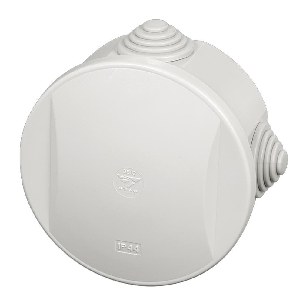 Stag SE02 Diameter 80 x 40mm IP44 Enclosure Round with Clip On Lid & Glands