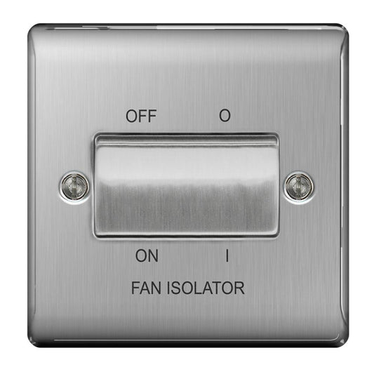 BG Brushed Steel 3 Pole Fan Isolator Switch - NBS15