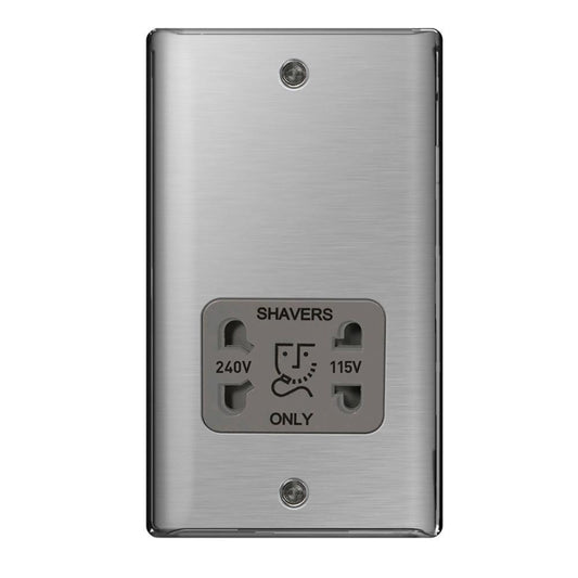 BG Brushed Steel 115/230V Shaver Socket - NBS20G