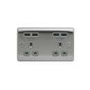 BG Brushed Steel 13A Double Socket + USB (4 Port 4.2A) - NBS24U44G