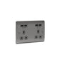 BG Brushed Steel 13A Double Socket + USB (4 Port 4.2A) - NBS24U44G