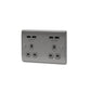 BG Brushed Steel 13A Double Socket + USB (4 Port 4.2A) - NBS24U44G