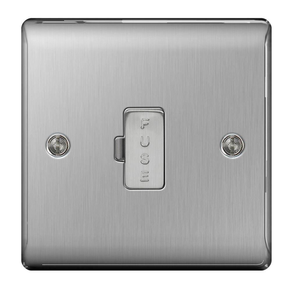 BG Brushed Steel 13A Unswitched Fused Spur - NBS54