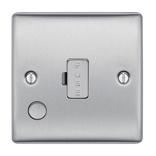 BG Brushed Steel 13A Unswitched Fused Spur With Flex Outlet - NBS55