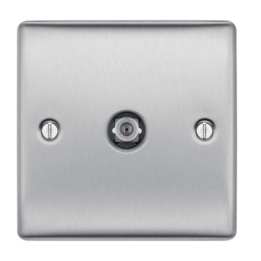 BG Brushed Steel Single Satellite Socket - NBS64