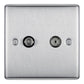 BG Brushed Steel 2 Gang Satellite And Co-axial Socket - NBS65