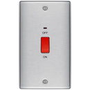 BG Brushed Steel 45A Double Pole Switch With Indicator Double Plate - NBS72