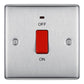 BG Brushed Steel 45A Double Pole Switch With Indicator Single Plate - NBS74