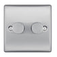 BG Brushed Steel 400W 2 Gang 2 Way Push Dimmer Switch - NBS82P