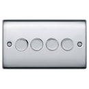 BG Brushed Steel 400W 4 Gang 2 Way Push Dimmer - NBS84P