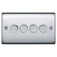 BG Brushed Steel 400W 4 Gang 2 Way Push Dimmer - NBS84P