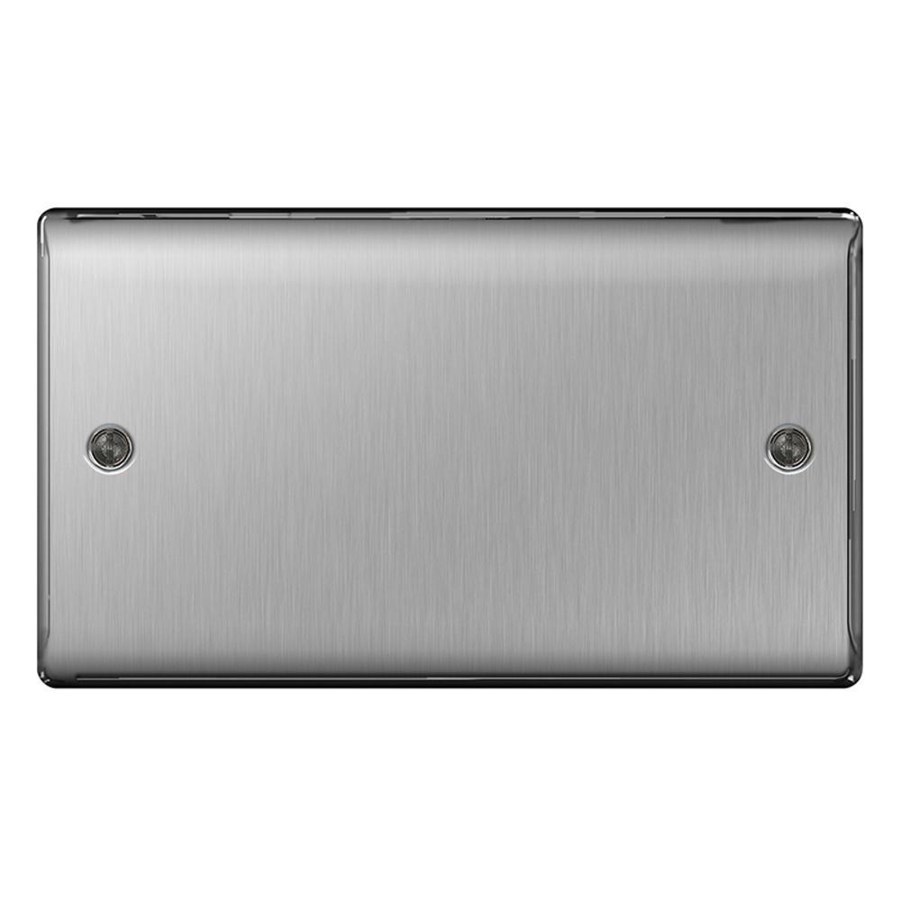 BG Brushed Steel Double Blank Plate - NBS95