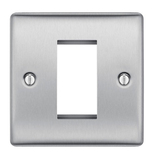 BG Brushed Steel 1 Module Front Plate (25 X 50) - NBSEMS1
