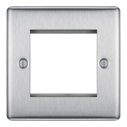 BG Brushed Steel 2 Module Front Plate (50 X 50) - NBSEMS2