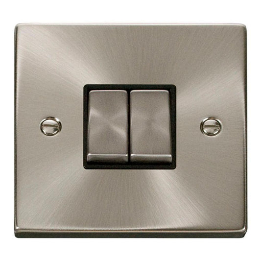 Click Satin Chrome 2 Gang 2 Way Light Switch - VPSC412BK