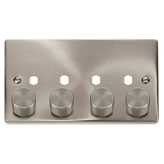 Click Satin Chrome 1 Gang 2 Apertures Unfurnished Dimmer Plate & Knobs - VPSC152PL